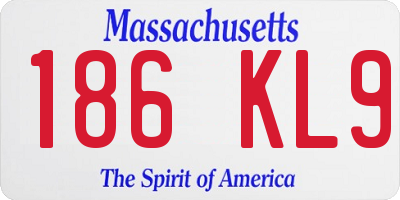 MA license plate 186KL9