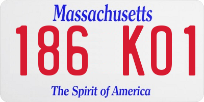 MA license plate 186KO1