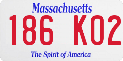 MA license plate 186KO2