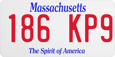 MA license plate 186KP9