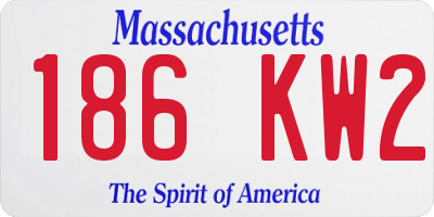 MA license plate 186KW2