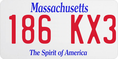MA license plate 186KX3