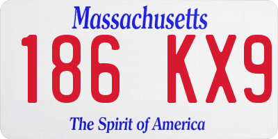 MA license plate 186KX9
