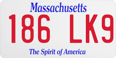 MA license plate 186LK9