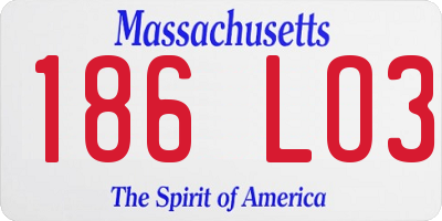 MA license plate 186LO3