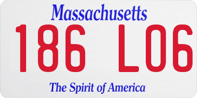 MA license plate 186LO6