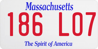 MA license plate 186LO7
