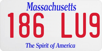 MA license plate 186LU9