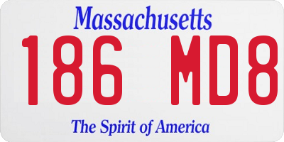 MA license plate 186MD8