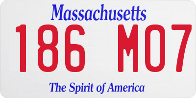 MA license plate 186MO7