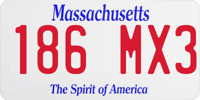 MA license plate 186MX3