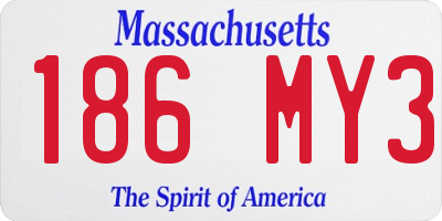 MA license plate 186MY3