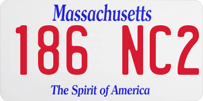 MA license plate 186NC2