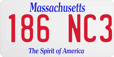 MA license plate 186NC3