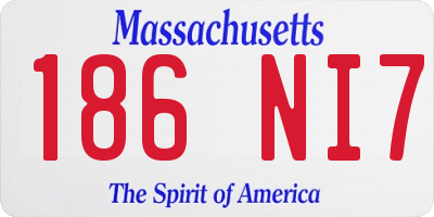 MA license plate 186NI7