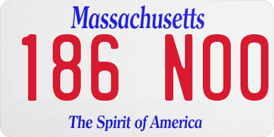 MA license plate 186NO0