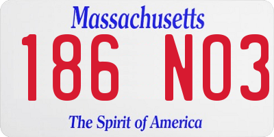 MA license plate 186NO3