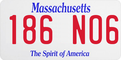 MA license plate 186NO6