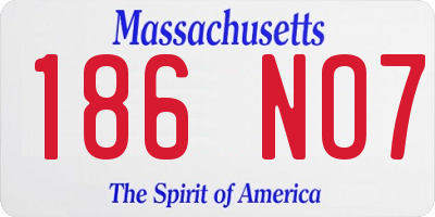 MA license plate 186NO7