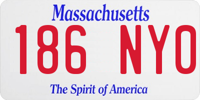 MA license plate 186NY0
