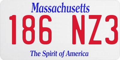 MA license plate 186NZ3