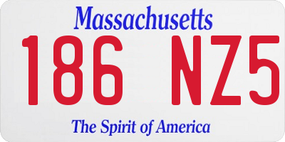 MA license plate 186NZ5