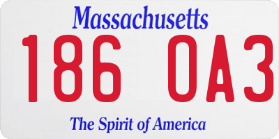MA license plate 186OA3