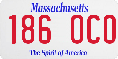 MA license plate 186OC0
