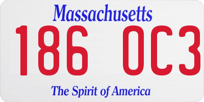 MA license plate 186OC3