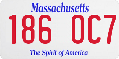 MA license plate 186OC7