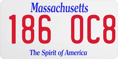 MA license plate 186OC8