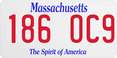 MA license plate 186OC9