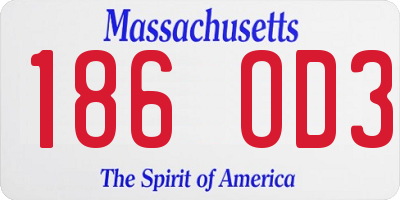 MA license plate 186OD3