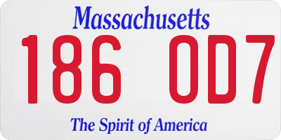 MA license plate 186OD7