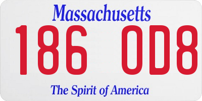 MA license plate 186OD8
