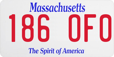 MA license plate 186OF0