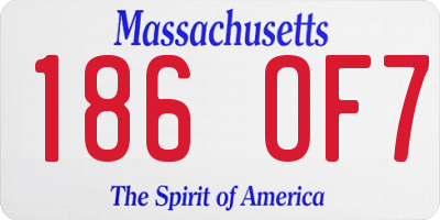 MA license plate 186OF7