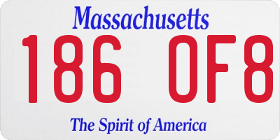 MA license plate 186OF8