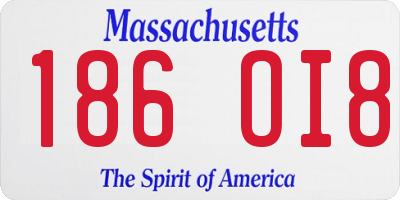 MA license plate 186OI8