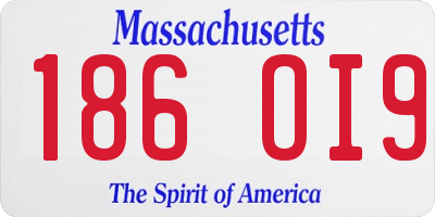 MA license plate 186OI9