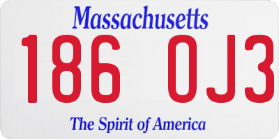 MA license plate 186OJ3