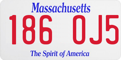 MA license plate 186OJ5
