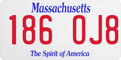 MA license plate 186OJ8
