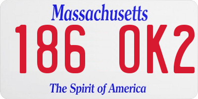 MA license plate 186OK2