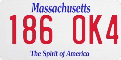 MA license plate 186OK4