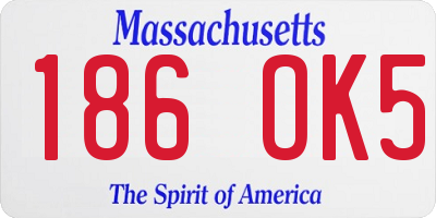 MA license plate 186OK5