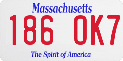 MA license plate 186OK7