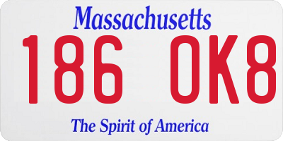 MA license plate 186OK8