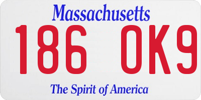 MA license plate 186OK9