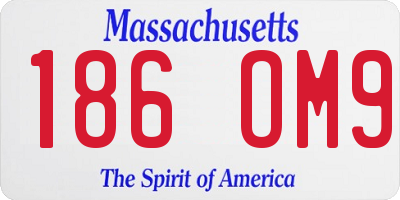 MA license plate 186OM9